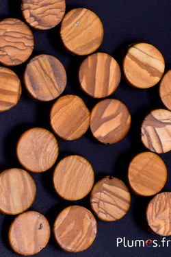Perles en pierre plates - Ø 13 mm, trou 2 mm - marron